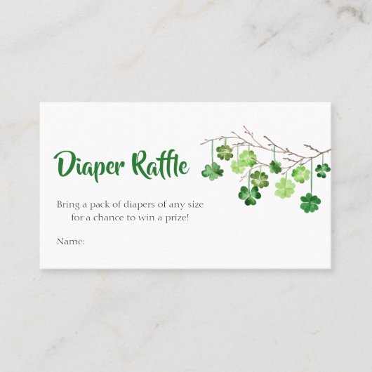 St. Patrick Baby shower Diaper Raffle Visitekaartje (Voorkant)