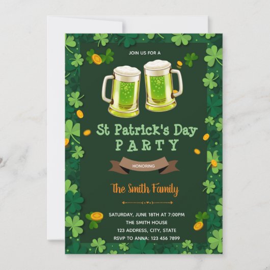 St Patrick bier thema Feestdagenkaart (Voorkant)