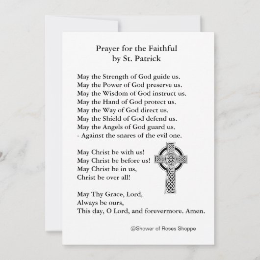 St. Patrick Bishop Shamrocks Prayer Irish (Achterkant)