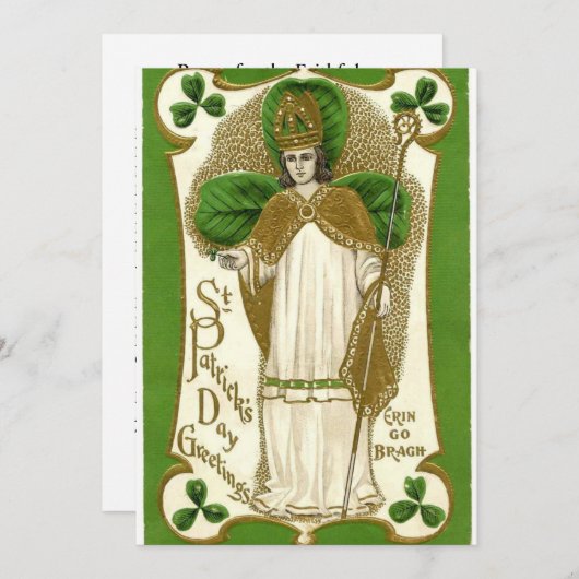 St. Patrick Bishop Shamrocks Prayer Irish (Voorkant / Achterkant)