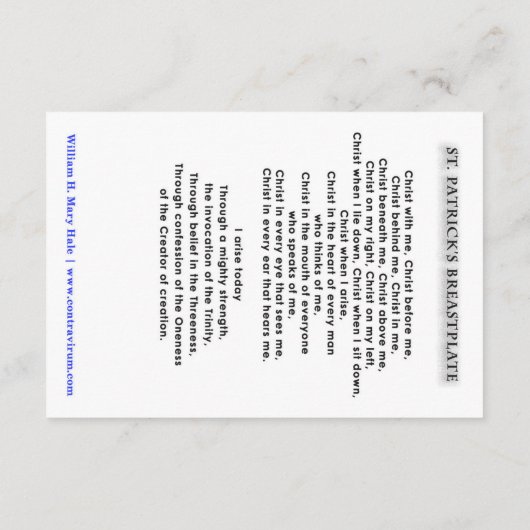 St. Patrick Breastplate Prayer Kaart (Achterkant)
