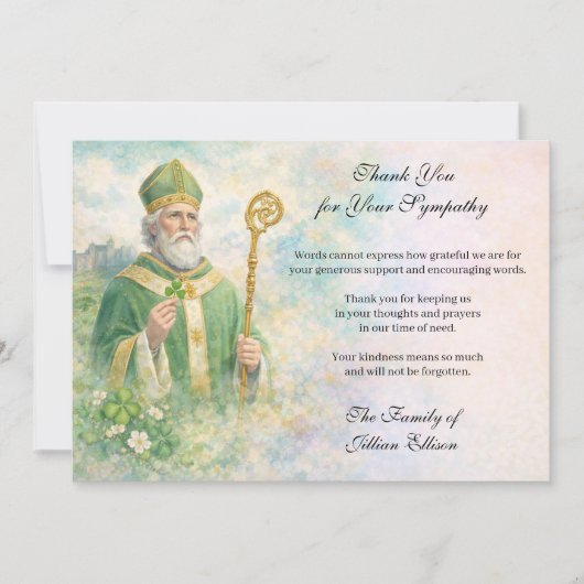 St. Patrick Catholic Irish Celtic Cross Condolence Bedankkaart (Voorkant)