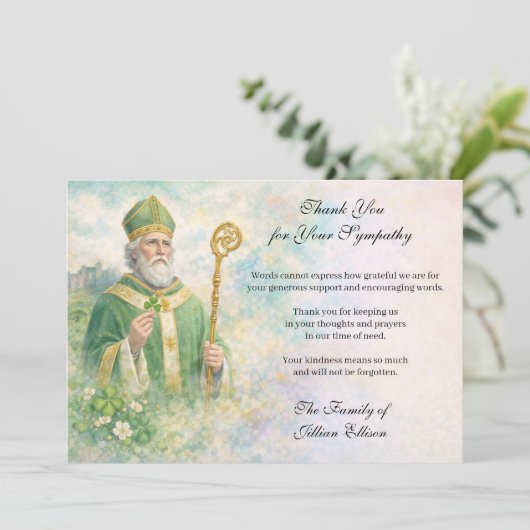 St. Patrick Catholic Irish Celtic Cross Condolence Bedankkaart (Staand voorkant)