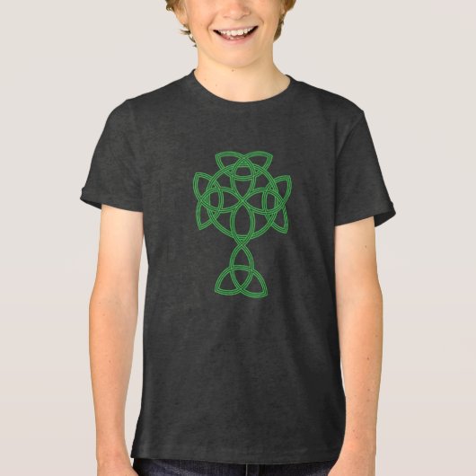 St. Patrick Celtic Cross | Trinity Knot & Quote Tri-Blend Shirt (Voorkant)