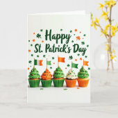 St. Patrick Cupcake Glitter Textuur Kaart (Gele Bloem)