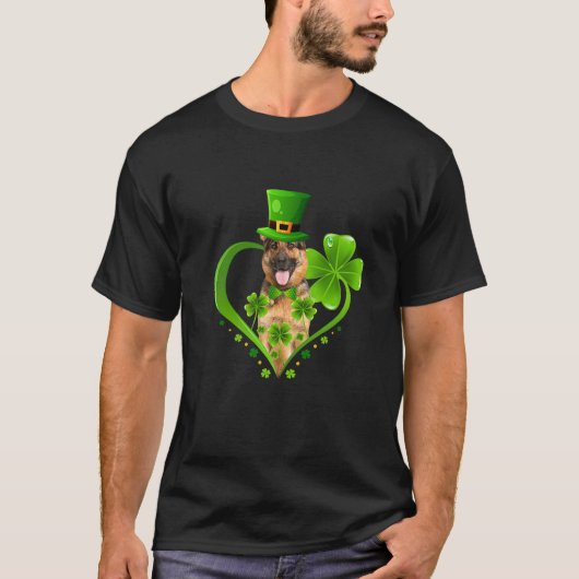 St. Patrick Cute Leprechaun German Shepherd Dog Sh T-shirt (Voorkant)