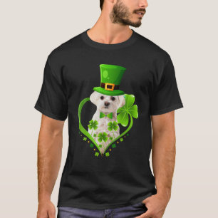 St. Patrick Cute Leprechaun Maltese Dog Shamrock T-shirt