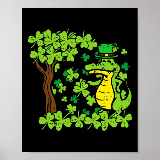 St Patrick Dag Alligator Shamrock Saint Pattys Man Poster (Voorkant)