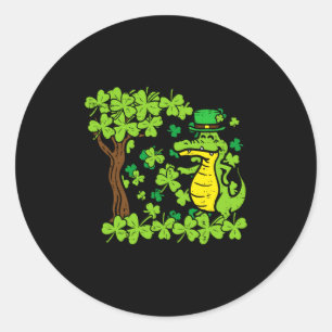 St Patrick Dag Alligator Shamrock Saint Pattys Man Ronde Sticker