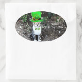 ST PATRICK DAG CAT MET LEPRECHAUN PET OVALE STICKER (Tas)