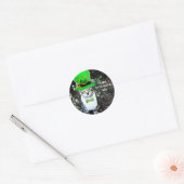 ST PATRICK DAG CAT MET LEPRECHAUN PET RONDE STICKER (Envelop)