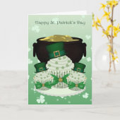 St. Patrick Dag Cupcake en Pot van Gouden Kaart (Gele Bloem)