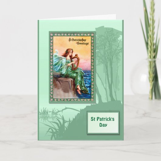 St Patrick dag, Harpist door het zee Kaart (Voorkant)