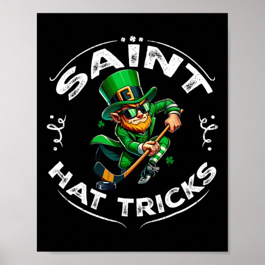 St Patrick Dag Heilige Hoedentruc Grappige Hockey Poster (Voorkant)