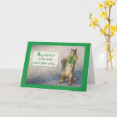 St. Patrick Dag, Humoristische Eekhoorn, Kaart (Gele Bloem)