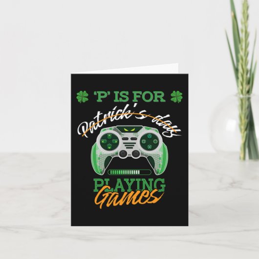 St Patrick Dag Ierse Kinderen Gamer P Is Voor Spel Kaart (Voorkant)