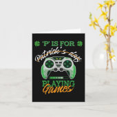 St Patrick Dag Ierse Kinderen Gamer P Is Voor Spel Kaart (Gele Bloem)