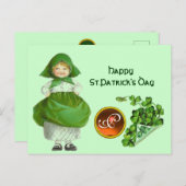 ST PATRICK DAG IRISH GIRL AGATE MONOGRAM FEESTDAGENKAART (Voorkant / Achterkant)