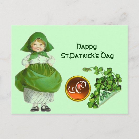 ST PATRICK DAG IRISH GIRL AGATE MONOGRAM FEESTDAGENKAART (Voorkant)