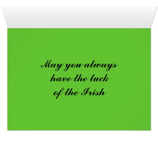 ST. PATRICK DAG IRISH LUCK-kaart (Binenzijde Horizontaal (Onderkant))