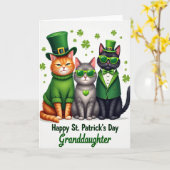 St. Patrick Dag Kat Kleindochter Kaart (Gele Bloem)