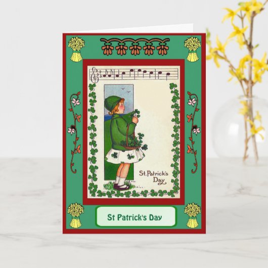 St Patrick dag, Muziek en klavers Kaart (Gele Bloem)
