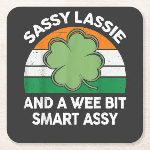 St. Patrick Dag Sassy Lassie Grappige Shamrock Ier Kartonnen Onderzetters
