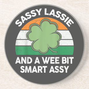 St. Patrick Dag Sassy Lassie Grappige Shamrock Ier Zandsteen Onderzetter