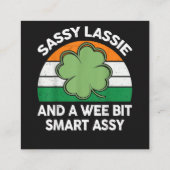 St Patrick Dag Sassy Lassie Grappige Shamrock Iers Informatiekaartje (Achterkant)