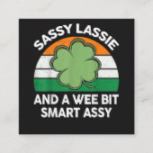 St Patrick Dag Sassy Lassie Grappige Shamrock Iers Informatiekaartje (Voorkant)