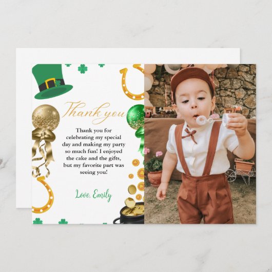 St Patrick dag Shamrock Verjaardag Dank u Kaart (Voorkant / Achterkant)