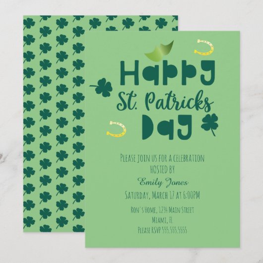 St Patrick Dag Viering Evenement Groene Klaver Kaart (Voorkant / Achterkant)