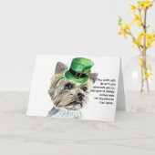St.Patrick Dag Yorkie met Pet Leprchaun Kaart (Gele Bloem)