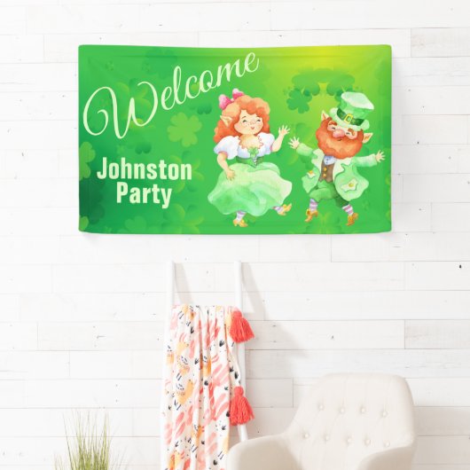 St. Patrick Dancing Leprechaun Welcome Banner (Insitu)