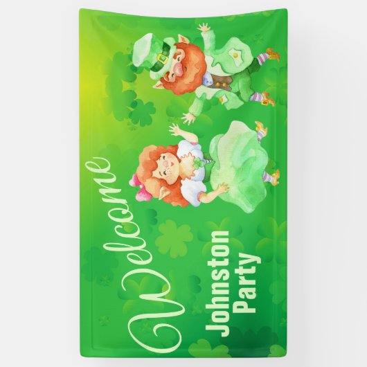 St. Patrick Dancing Leprechaun Welcome Banner (Verticaal)