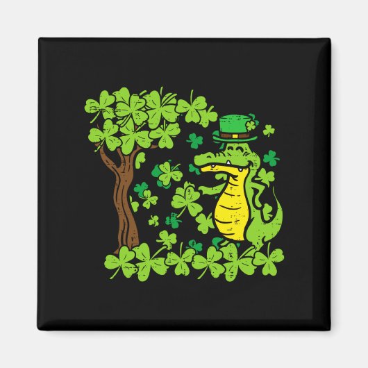 St Patrick Day Alligator Shamrock Saint Pattys Her Magneet (Voorkant)