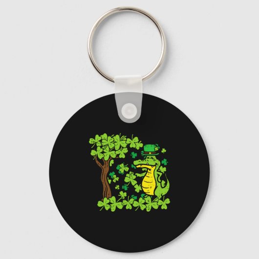 St Patrick Day Alligator Shamrock Saint Pattys Her Sleutelhanger (Voorkant)