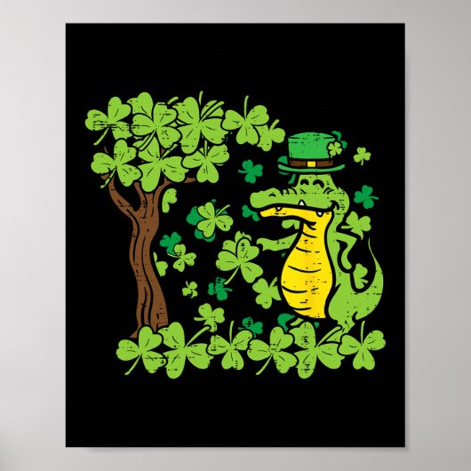St Patrick Day Alligator Shamrock Saint Pattys Man Poster (Voorkant)