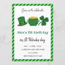 St Patrick Day Birthday Shamrock Green Kaart