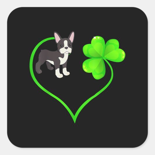 St Patrick Day Boston Terrier Dog mama Dad Shamroc Vierkante Sticker (Voorkant)