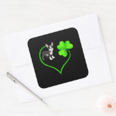 St Patrick Day Boston Terrier Dog mama Dad Shamroc Vierkante Sticker (Envelop)