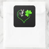 St Patrick Day Boston Terrier Dog mama Dad Shamroc Vierkante Sticker (Tas)