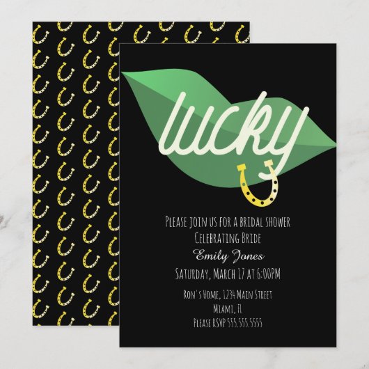 St Patrick Day Bruidsdouche Lip Uitnodiging (Voorkant / Achterkant)