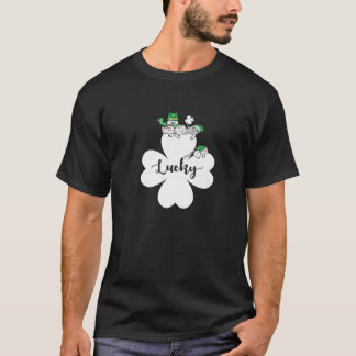 St Patrick Day Cat Lucky Shamrock Green Color Funn T-shirt
