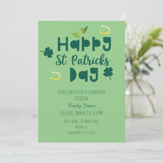 St Patrick Day Celebration Event Green Clover Kaart (Staand voorkant)