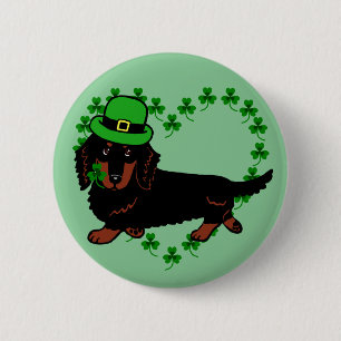 St. Patrick Day Dachshund Cartoon 2 Ronde Button 5,7 Cm