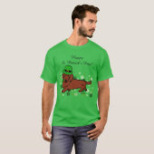 St. Patrick Day Dachshund Cartoon 2 T-shirt (Voorkant volledig)