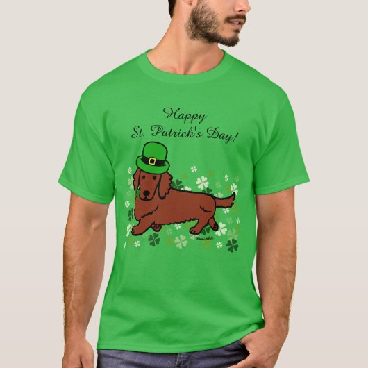 St. Patrick Day Dachshund Cartoon 2 T-shirt (Voorkant)
