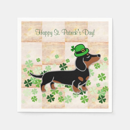 St. Patrick Day Dachshund Cartoon 5 Servetten (Voorkant)