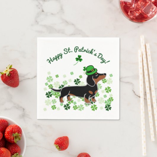 St. Patrick Day Dachshund Cartoon 5 Servetten (Insitu)